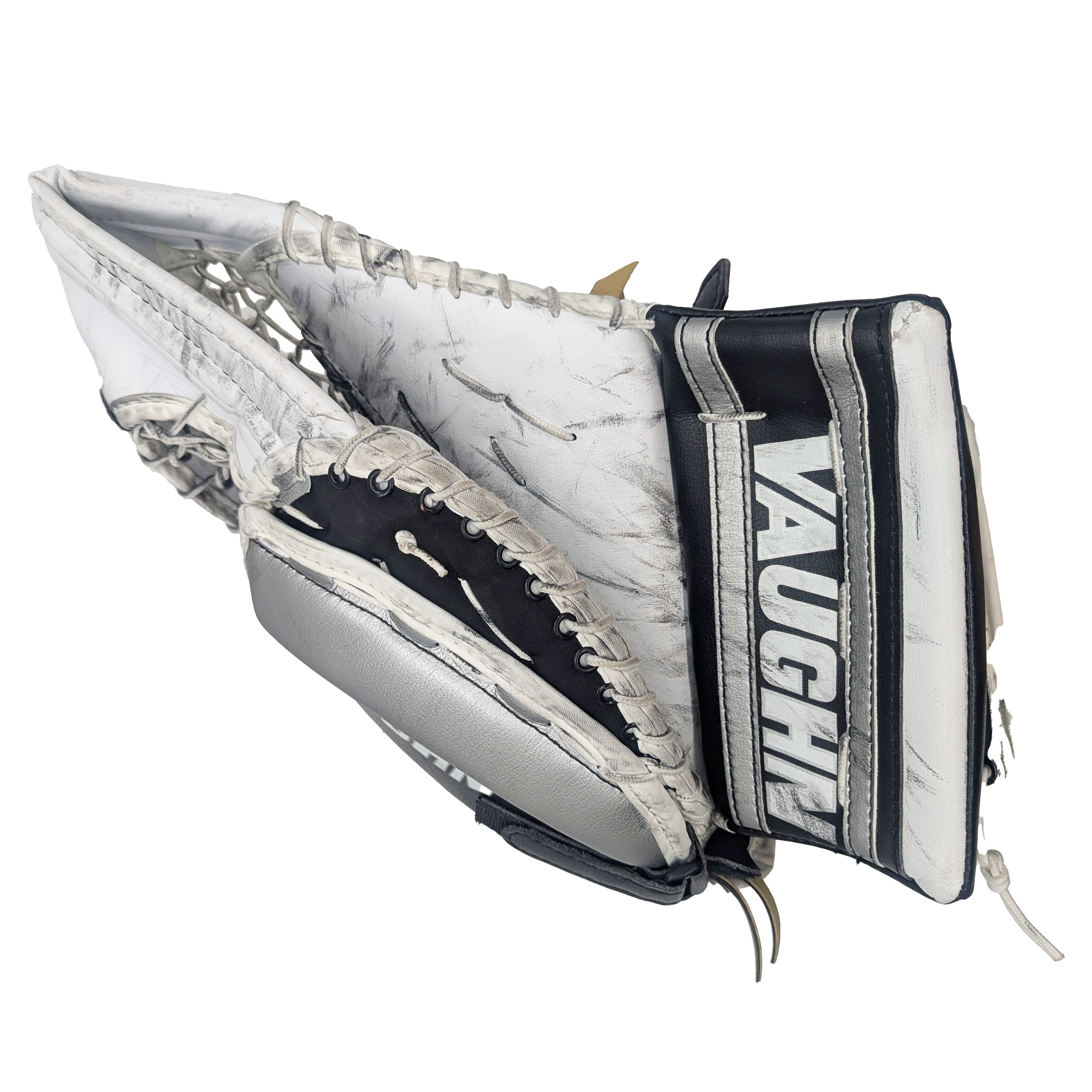 Vaughn V6 2000 Pro - Used Pro Stock Goalie Glove Full Right (White/Black)